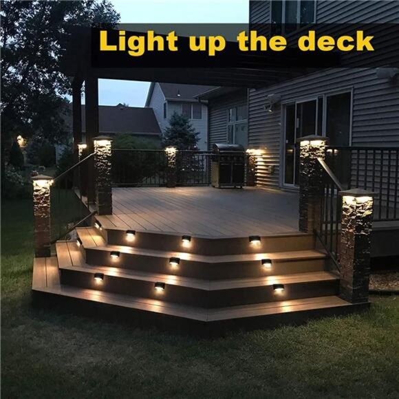 Solar Deck Lights Outdoor 16 Pack LED Waterproof Step Patio Yard Fence Driveway - Picture 4 of 7